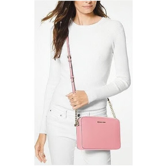 Michael Kors Jet Set Item Large Zip Chain Crossbody Primrose Pink NEW - Picture 3 of 5